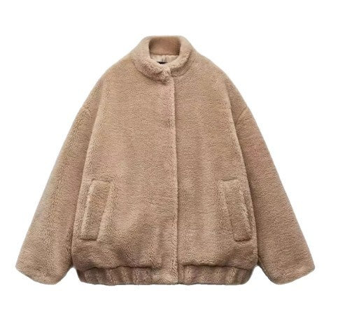 Flauschige Bomberjacke für Damen